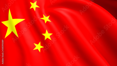 High Resolution Flag of China silk. Chinese Background Flag Hires.