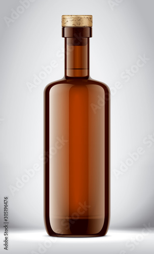Colored Glass Bottle on Background. Cork version