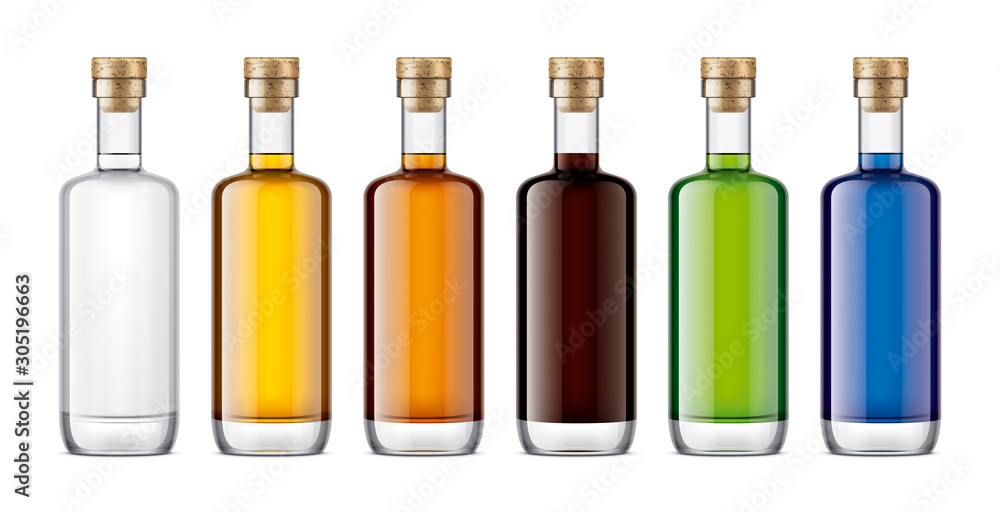 Set of Glass bottles. Cork version Set of Glass bottles. Cork version