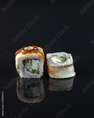 Sushi, rolls, are a traditional dish of the cuisine of the land of the rising sun.