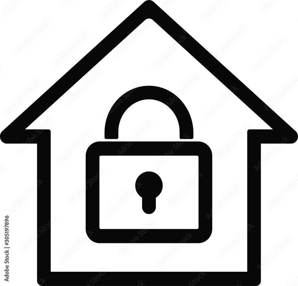 a lock inside home icon on white background a lock inside home icon on white background