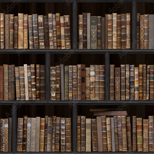 04 of 30 Black wood bookshelf. Old books seamless texture (vertically and horizontally). Tiled Bookshelf Background. Also tiled with other textures from same set in my gallery. Pack2.