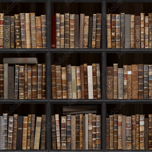 07 of 30 Black wood bookshelf. Old books seamless texture (vertically and horizontally). Tiled Bookshelf Background. Also tiled with other textures from same set in my gallery. Pack2.