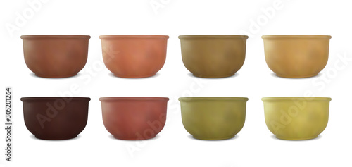Different shades of vector clay bowl