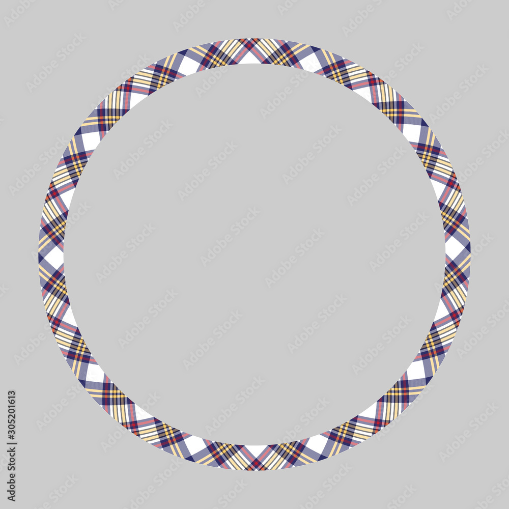 Circle borders and frames vector. Round border pattern geometric vintage frame design. Scottish tartan plaid fabric texture. Template for gift card, collage, scrapbook or photo album and portrait.. Circle borders and frames vector. Round border pattern geometric vintage frame design. Scottish tartan plaid fabric texture. Template for gift card, collage, scrapbook or photo album and portrait..
