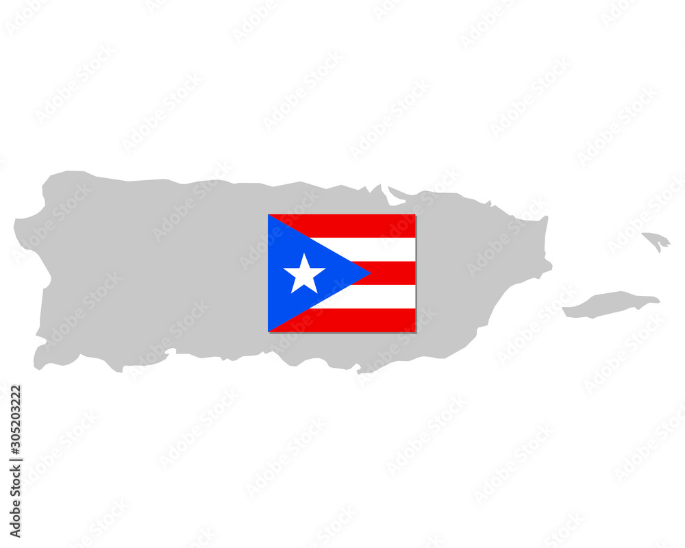 Fahne und Landkarte von Puerto Rico