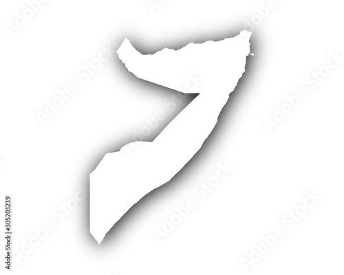 Karte von Somalia mit Schatten