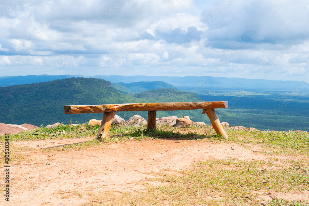 empty table on mountain view in sisaket ( Pha Mo E Dang ),Thailand