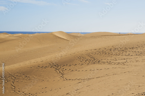 Sandberge von der Sahara - D  nenlandschaft am Strand von Gran Canaria