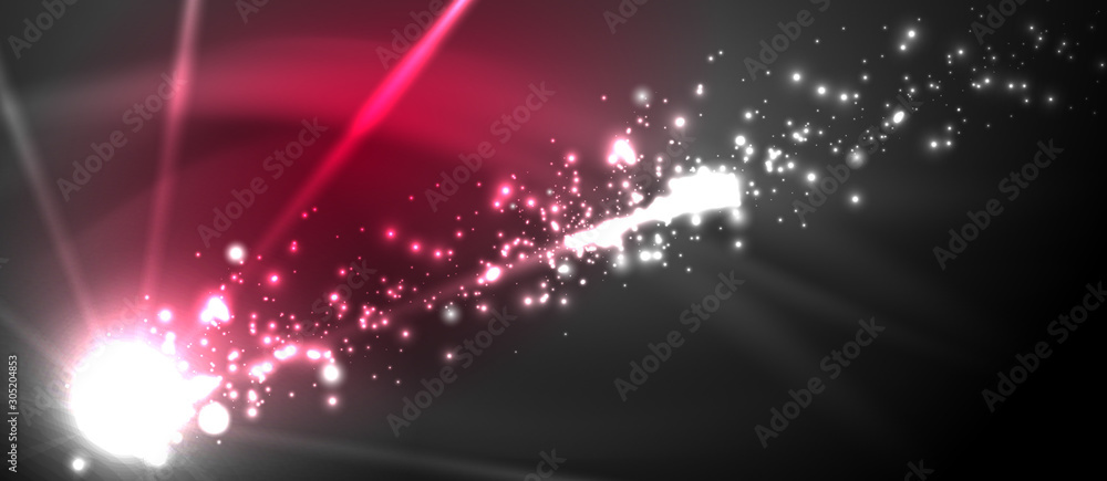 Fototapeta premium Colorful pyrotechnics show. Sky clouds. Black background. Festival celebration. Abstract fireworks dark sky night.