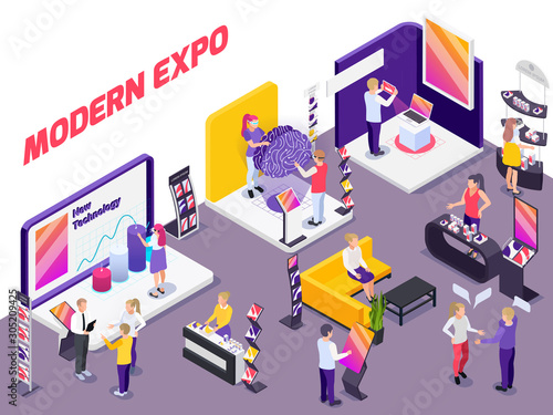 Technology Exhibition Isometric Composition 
