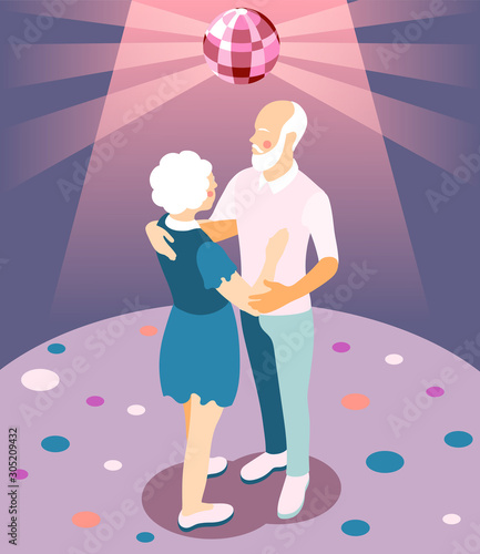 Modern Elderly People Isometric Illustration
