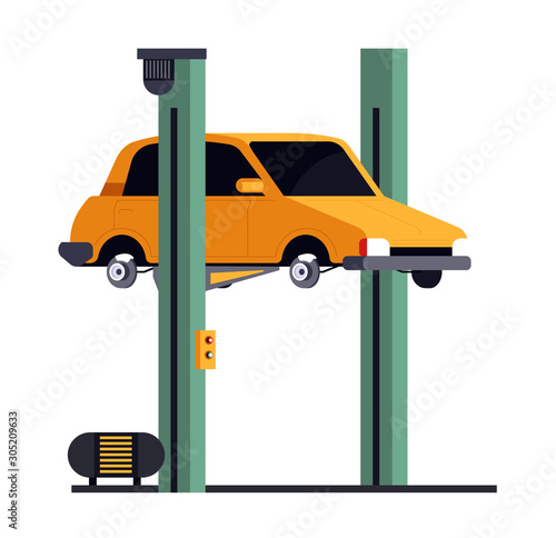 Vehicle lift, car repair service isolated icon