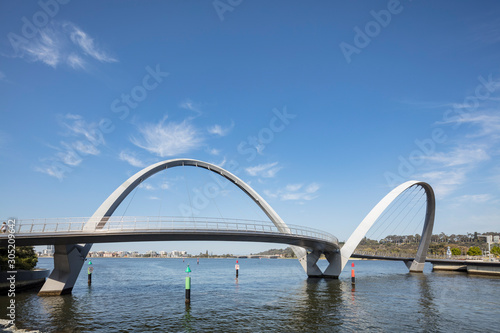 The iconic curved pedestrain bridge at Elizabeth Quay in Perth, Western Australia