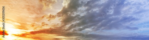Panorama, white clouds and blue skies