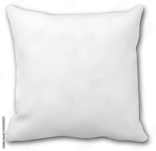 Pillow mockup. Square bed cushion isolated blank. Fluffy cotton fabric 3d blank. Realistic rectangular sofa decoration product
