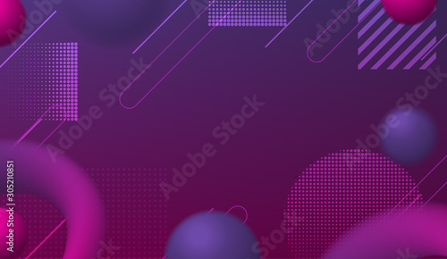 Purple spheres with abstract lines and dots on maroon background for computer wallpaper