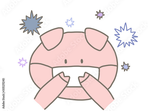 マスクをしているブタさん