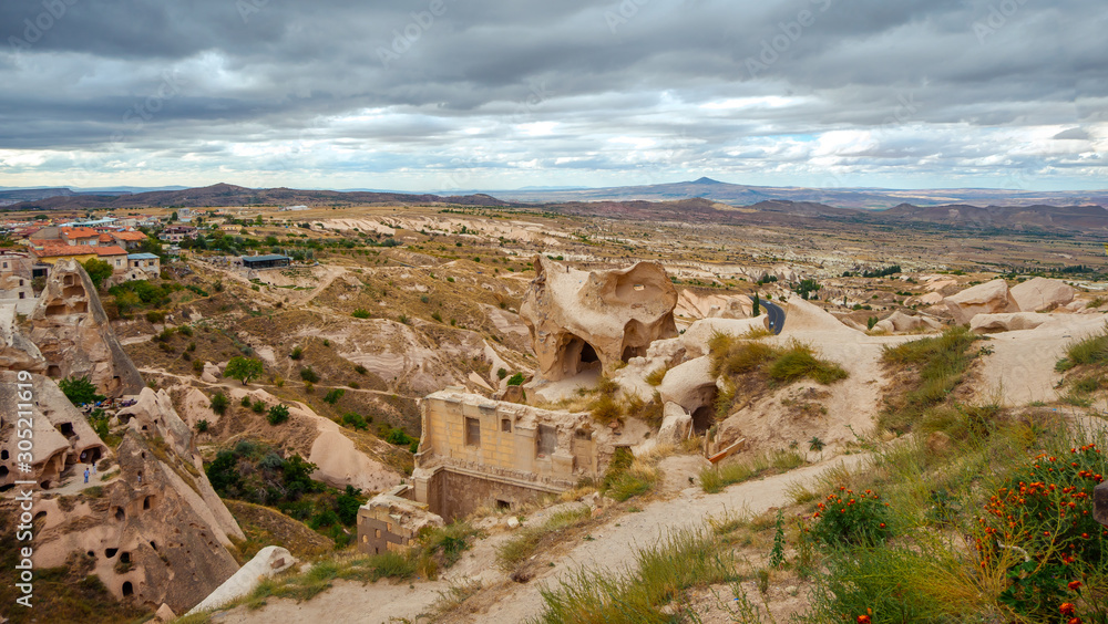 Rock formations in Pigeon Valley of Cappadocia , Turkey