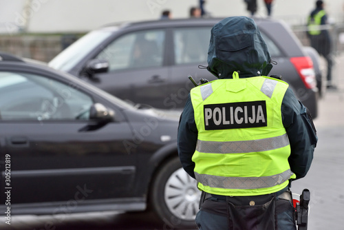 Photography Police officer managing road traffic