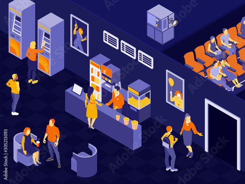 Isometric Cinema Illustration