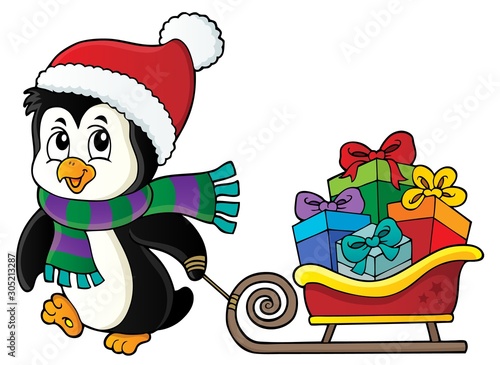 Christmas penguin with sledge image 3