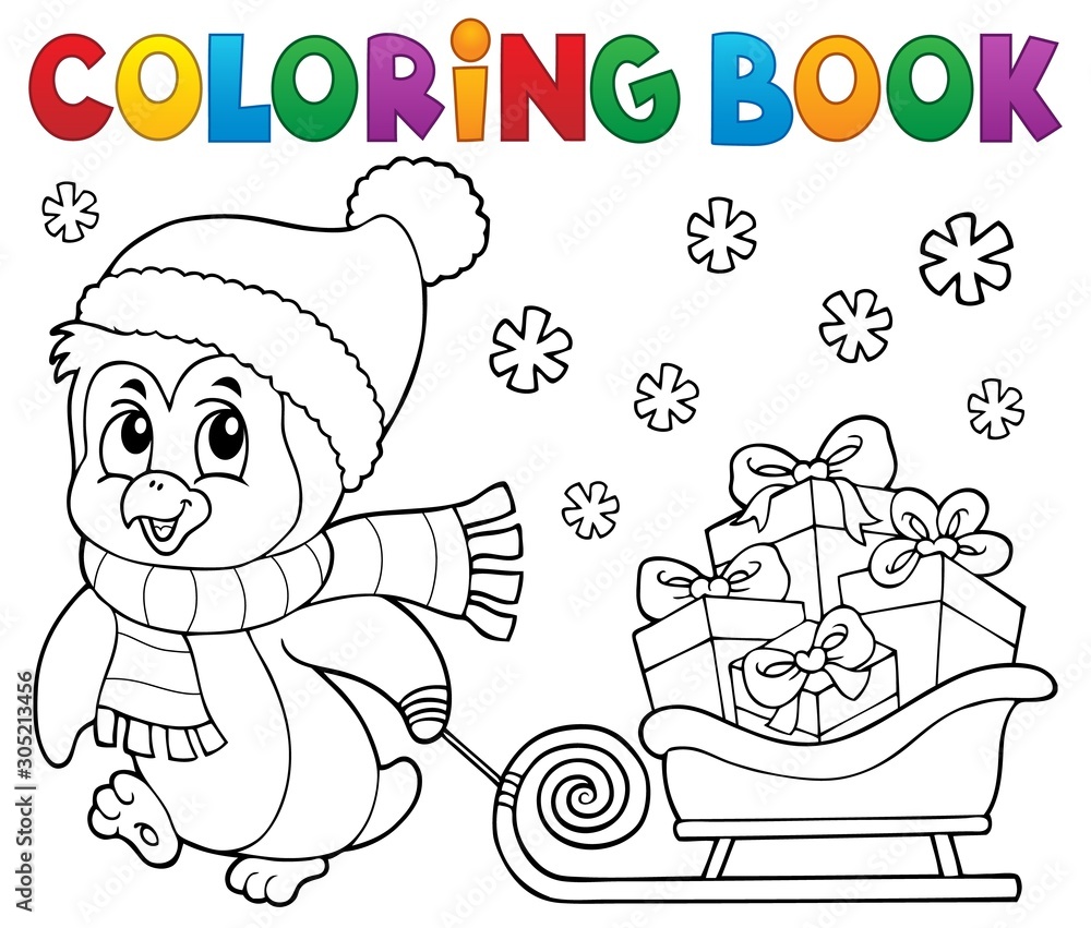 Coloring book Christmas penguin topic 9 Coloring book Christmas penguin topic 9