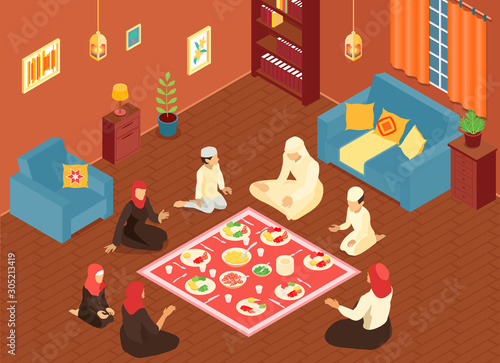 Arab Family Illustration
