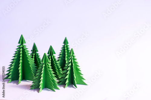 Paper art   Chrismas pine trees