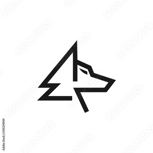 simple Wolf line logo design