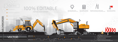 Heavy construction equipment at work.