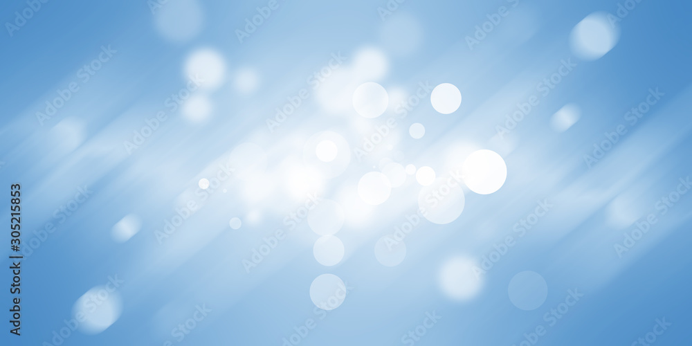 white bokeh blur background / Circle light on blue background / abstract light background - obrazy, fototapety, plakaty 