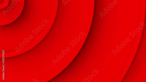 Abstract background with growing circular stripes. Looping background animation with red concentric circles moving from upper left corner.