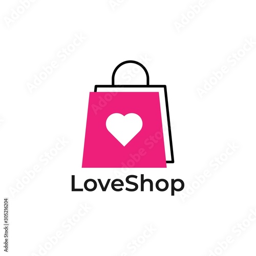 Love Shop logo design template