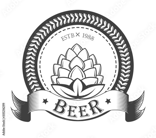 Hop for beer brewery isolated icon, craft alcohol drink