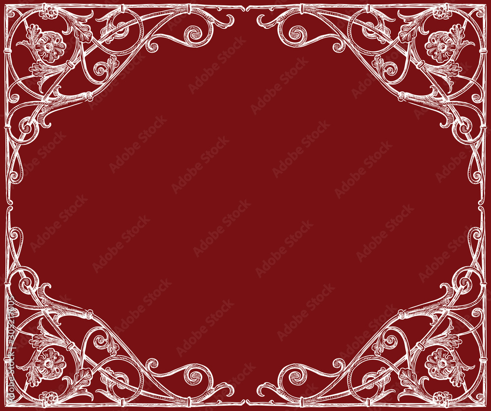 Vector drawing of decorative frame in art nouveau style