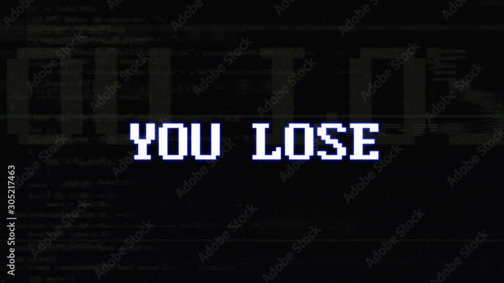 YOU LOSE Glitch Text Animation, Rendering, Background, with Alpha Channel, Loop, 4k YOU LOSE Glitch Text Animation, Rendering, Background, with Alpha Channel, Loop, 4k