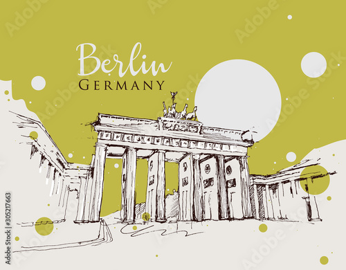 Drawing sketch illustration of the Brandenburg Gate