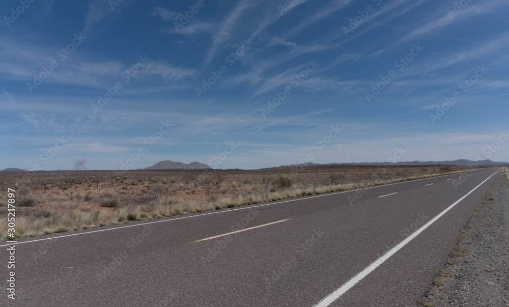 Horizontal of New Mexico state highway nine.