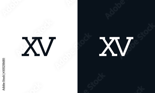 Line art letter XV logo. This logo icon incorporate with two letter in the creative way.
