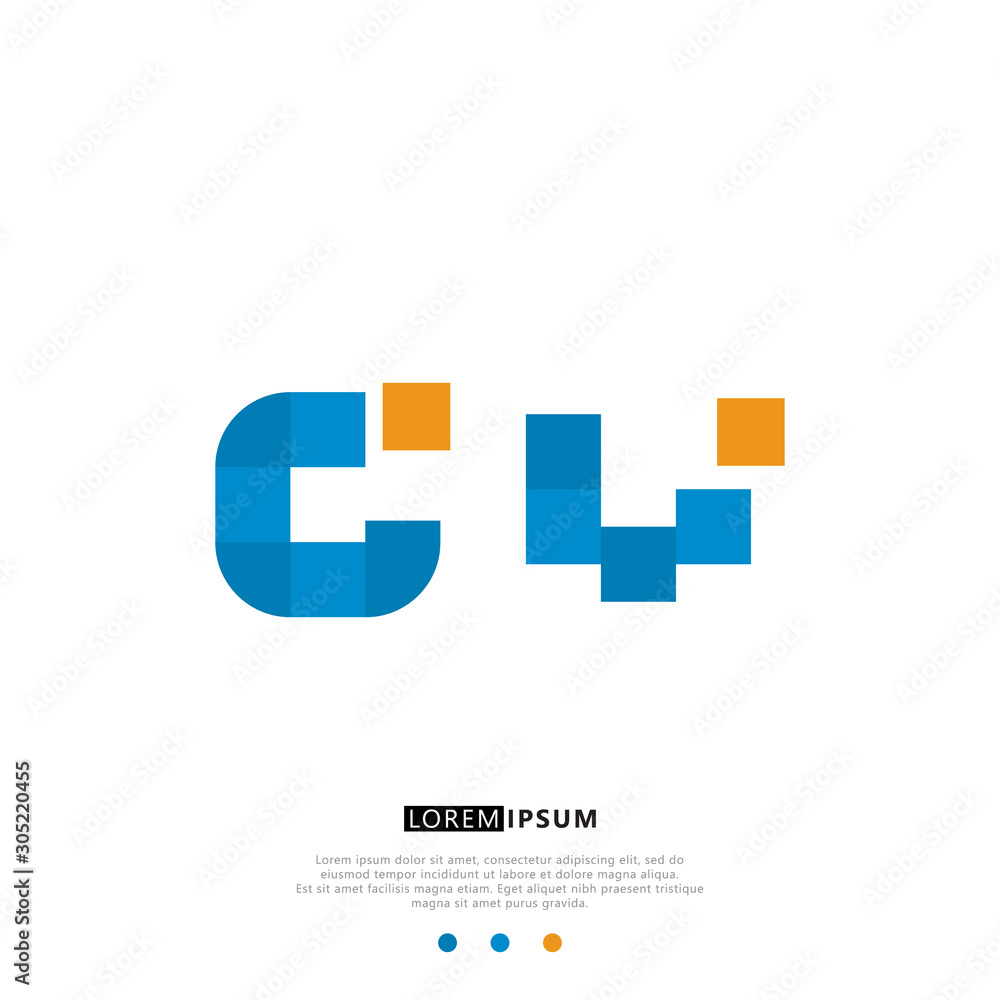 Obraz premium CW C W Logo Monogram with Blue and yellow Colors. modern letter logo design
