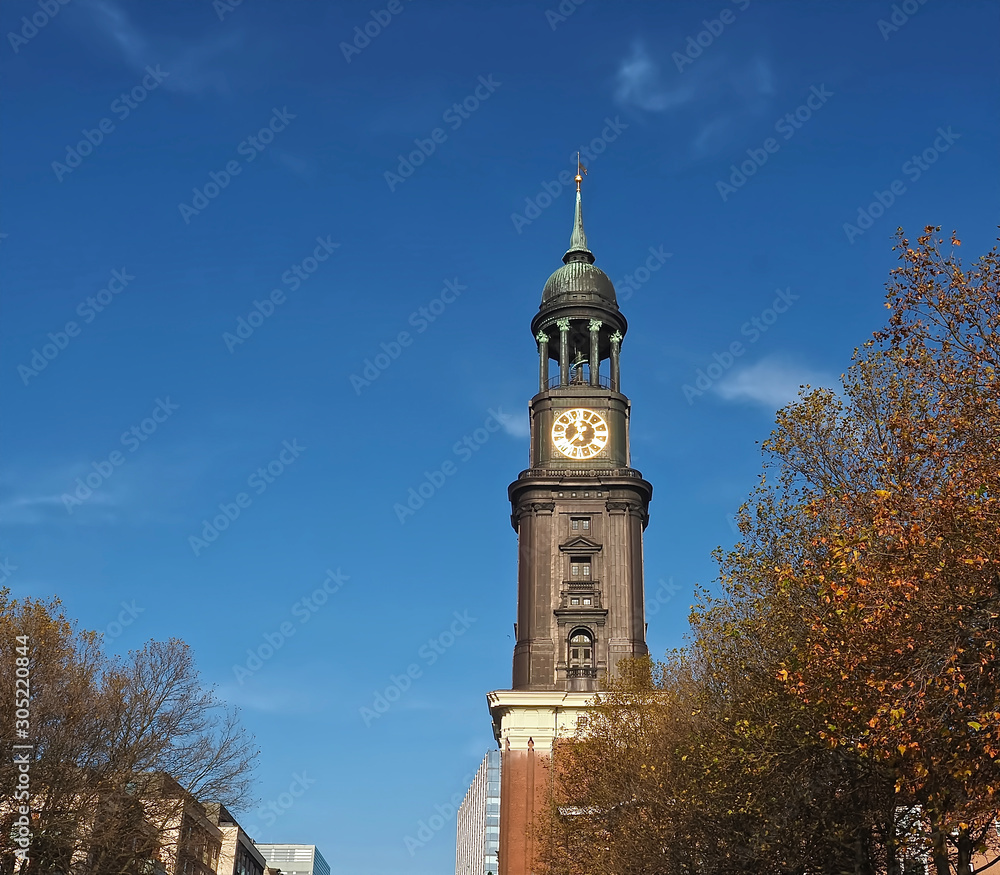 Famous cathedral of Hamburg named Michel