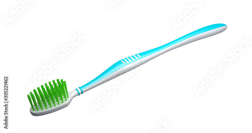 No trademarks. My own design of toothbrush. 3D Illustration.