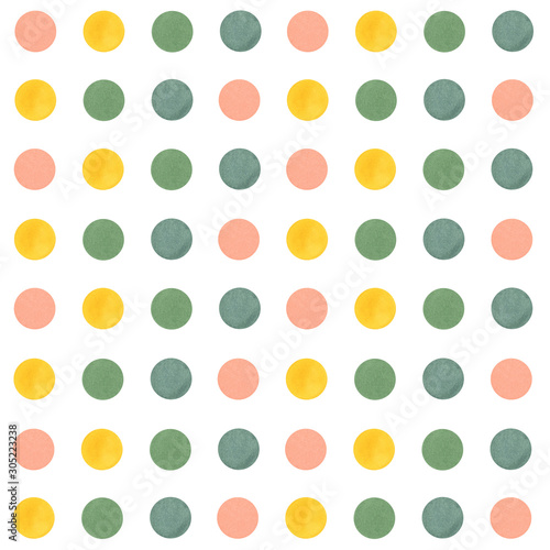Polka-dot seamless pattern, watercolor painting