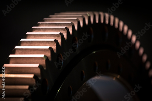 Big steel gear shot close  up photo.