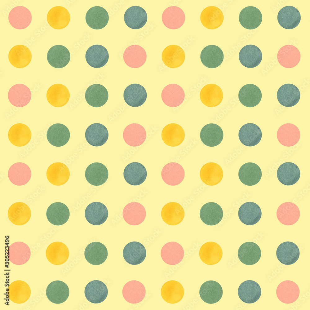 Polka-dot seamless pattern, watercolor painting