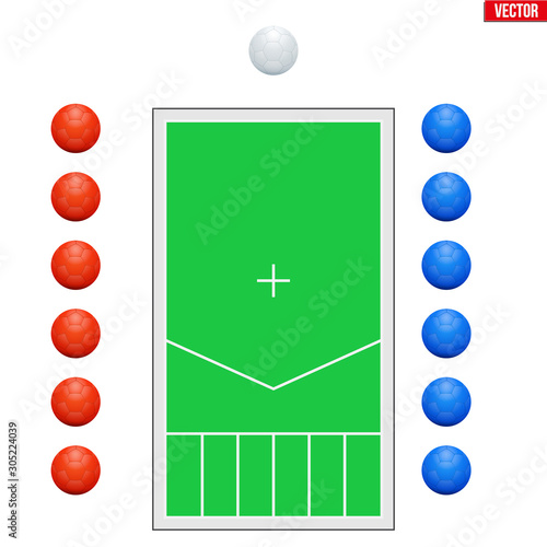 Sport Boccia field and equipment by athletes with severe physical disabilities. Paralympic sport discipline with balls. Vector Illustration isolated on white background.