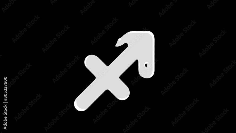 4K Animated blue water splashes filling Sagittarius zodiac sign isolated on a black background with alpha matte