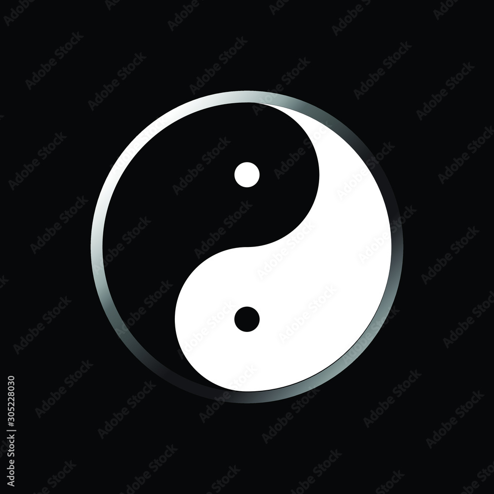 YinYang black and white colours in black background, Vector