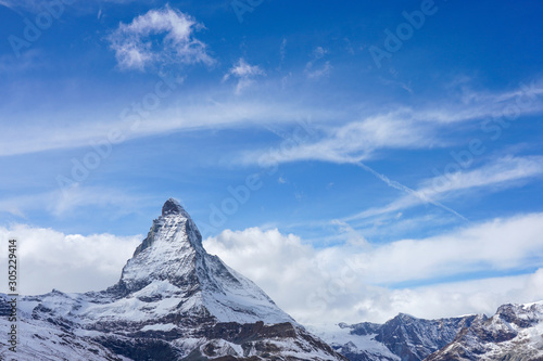 The Matterhorn on a cloudy day, The king of mountains. (Riffelberg station, Zermatt, Switzerland.) © suwanb